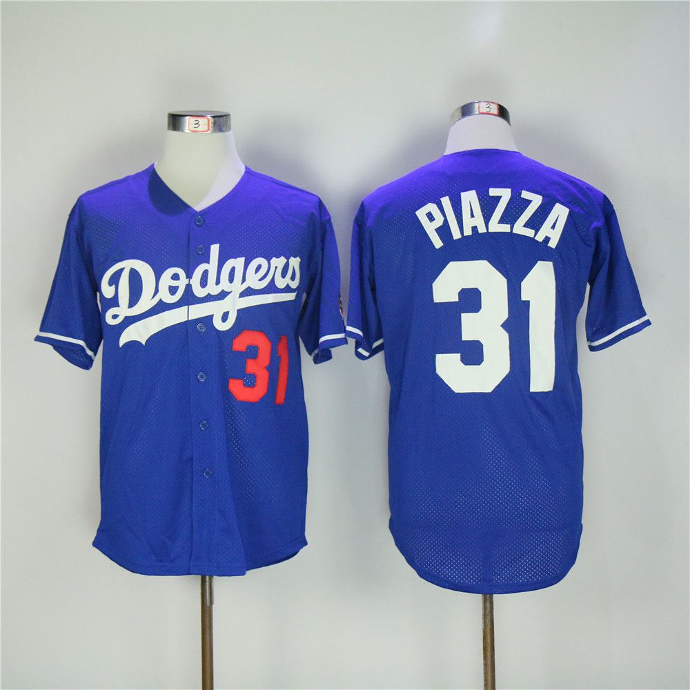 Men Los Angeles Dodgers #31 Piazza Blue Throwback MLB Jerseys